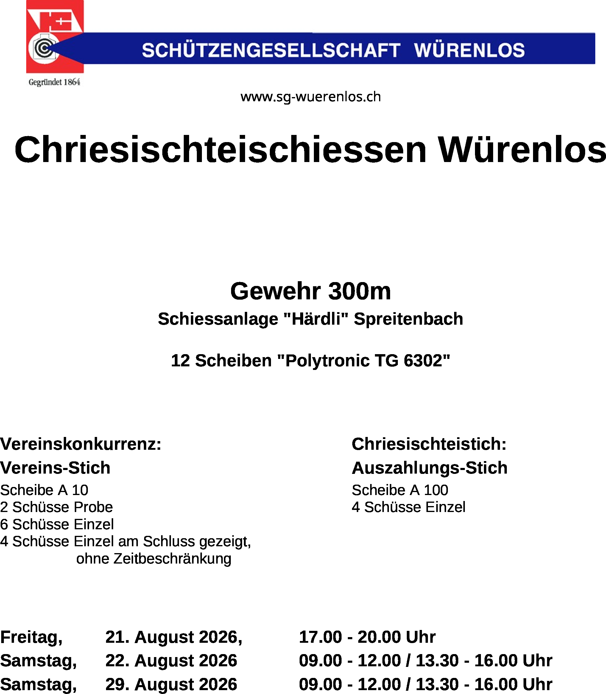 Ankündigung Chriesisteischiessen 2026